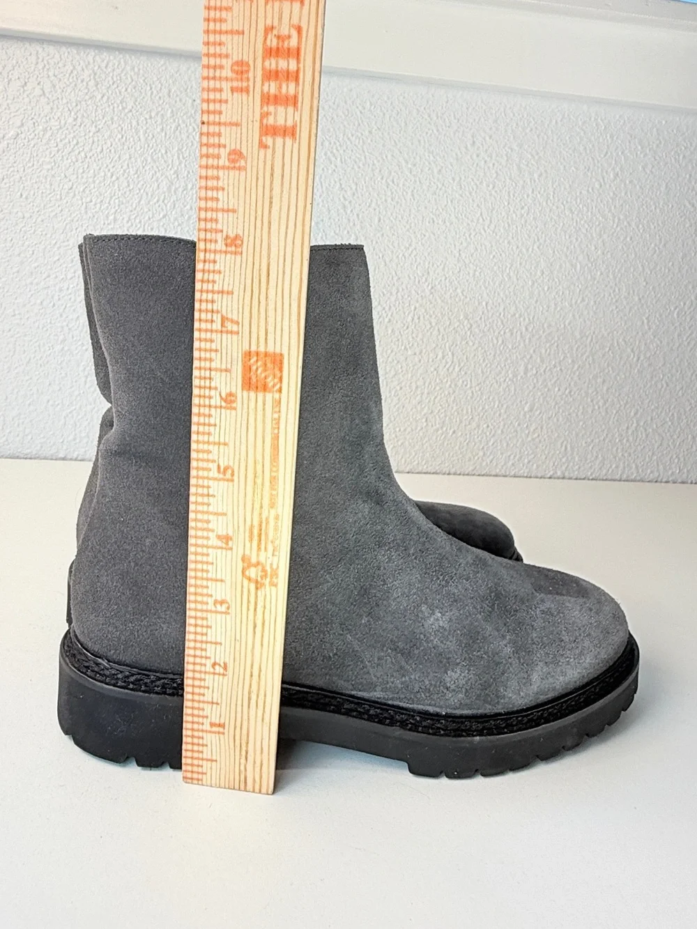 Aquatalia Gray Suede Lug Sole Ankle Boots Italy Size 8 Gray Boots leather